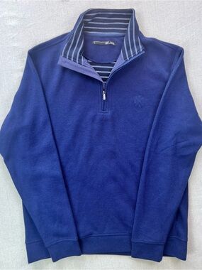 Men's Navy Quarter-Zip Soft Comfy Everyday Relaxed Pullover Sweater - Size XL